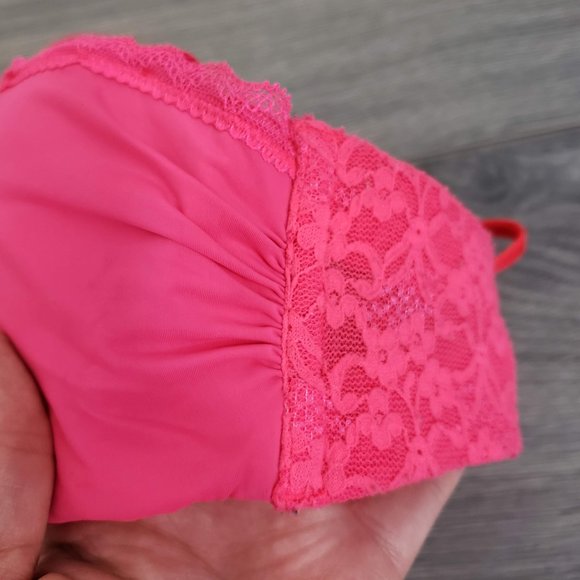 aerie Lace Longline Bralette Neon Red Pink Size 32A - Picture 5 of 10